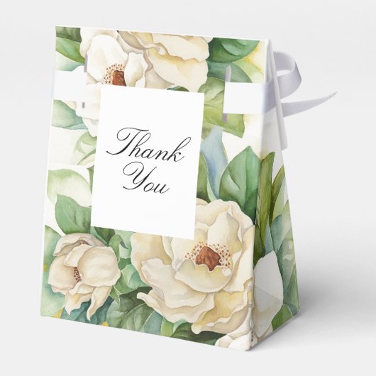 白エレガントフローラMagnolia Nameスクリプト フェイバーボックス (裏面サイド)