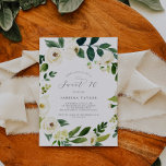 白エレガントフローラSweet sixteen誕生日 招待状<br><div class="desc">この白エレガントフローラsweet sixteen誕生日の招待は、クラシック16th誕生日パーティーに最適である。ヴィンテージモダンデザインは美しくロマンチックなアイボリーとクリームの水色のバラとダークグリーンの葉、緑とボタニカルの牡丹の花を備えている。</div>