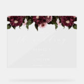 白エレガントブルゴーニュフローラ結婚ズ アクリルサイン (正面)