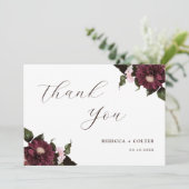 白エレガントブルゴーニュフローラ結婚ズ サンキューカード (スタンド正面)
