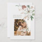 白エレガントポインセチアと松の写真 シーズンカード (正面)