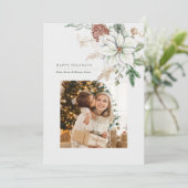 白エレガントポインセチアと松の写真 シーズンカード (スタンド正面)