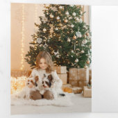 白エレガントポインセチアと松の写真 三つ折りカード (内部最初)