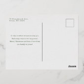 白エレガントポインセチアと松の写真 箔シーズンポストカード (裏面)