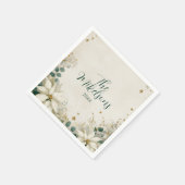 白エレガントポインセチアパーティー スタンダードカクテルナプキン (角)