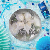 白エレガントポインセチア ペーパープレート (パーティー)