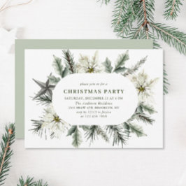 白エレガントポインセチア・ボヘミアン・クリスマス・パーティー 招待状