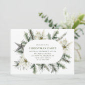 白エレガントポインセチア・ボヘミアン・クリスマス・パーティー 招待状 (スタンド正面)