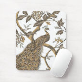 白エレガントマウスパッド上の孔雀 マウスパッド (マウス)