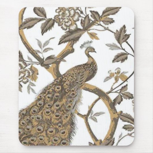 白エレガントマウスパッド上の孔雀 マウスパッド (正面)
