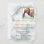 白エレガントマグノリア水彩写真結婚の 招待状 (正面)