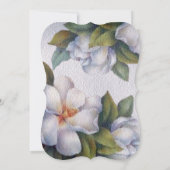 白エレガントマグノリア水彩写真結婚の 招待状 (裏面)