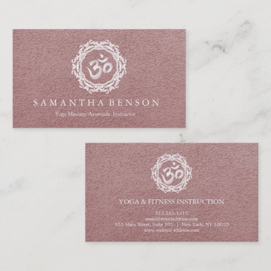 白エレガントマンダラアートオムロゴヨガ 名刺 (正面/裏面)
