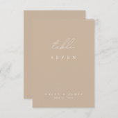 白エレガントミニマルとベージュ結婚のテーブル番号 (正面/裏面)