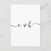 白エレガントミニマルモノグラ結婚ム詳細 エンクロージャーカード (裏面)