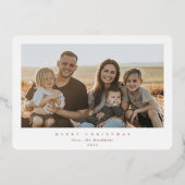 白エレガントミニマル枠独身の写真 箔シーズンカード (正面)