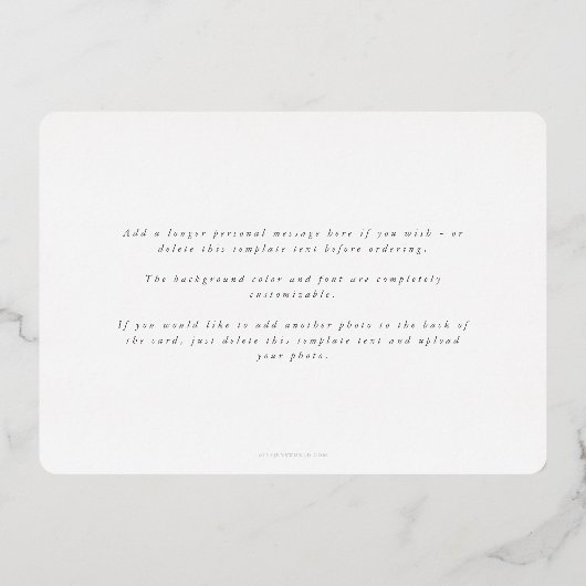 白エレガントミニマル枠独身の写真 箔シーズンカード (裏面)