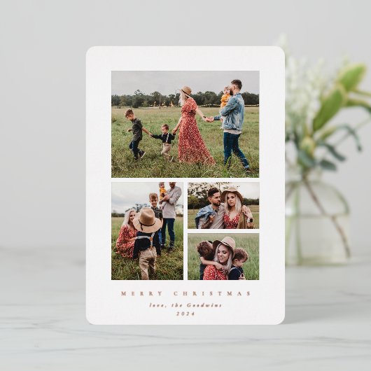 白エレガントミニマル枠4写真 箔シーズンカード (立ち正面)