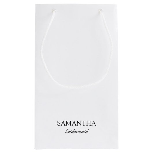 白エレガントミニマル結婚リストの花嫁 スモールペーパーバッグ (裏面)