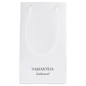 白エレガントミニマル結婚リストの花嫁 スモールペーパーバッグ (正面)