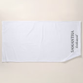 白エレガントミニマル結婚リストの花嫁 ビーチタオル (正面)