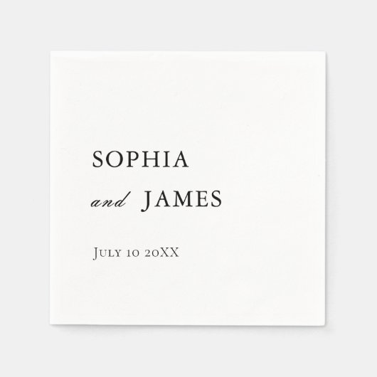 白エレガントミニマル結婚リスト スタンダードカクテルナプキン (正面)
