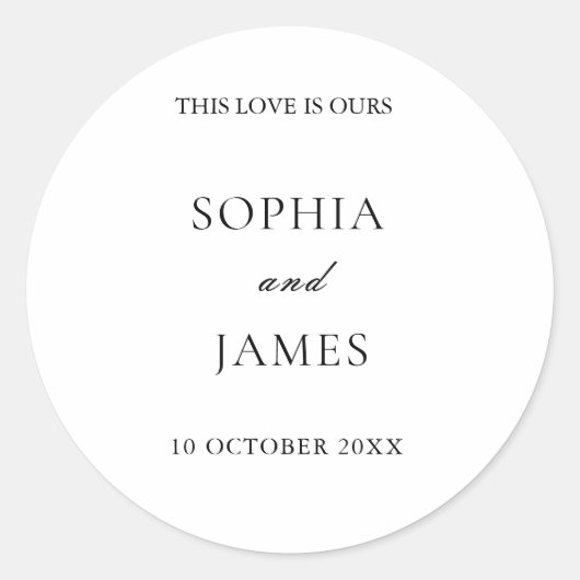 白エレガントミニマル結婚リスト ラウンドシール (正面)