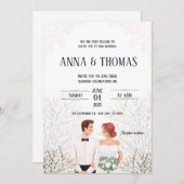 白エレガントミニマル結婚リスト 招待状 (正面/裏面)