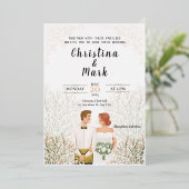 白エレガントミニマル結婚リスト 箔招待状 (立ち正面)