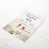 白エレガントミニマル結婚リスト 箔招待状 (回転した状態)