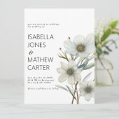 白エレガントミントグリーン春結婚花 招待状 (スタンド正面)