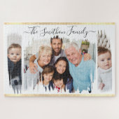 白エレガントモダンと金ゴールドの写真ファミリの追加 ジグソーパズル (横)