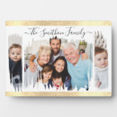 白エレガントモダンと金ゴールドの写真ファミリの追加 フォトプラーク (正面)