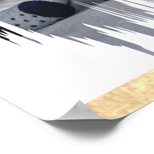 白エレガントモダンと金ゴールドの写真ファミリの追加 ポスター (角)