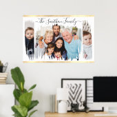 白エレガントモダンと金ゴールドの写真ファミリの追加 ポスター (ホームオフィス)