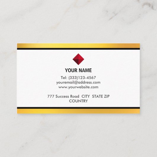 白エレガントモダンと金ゴールドストライプ 名刺 (裏面)