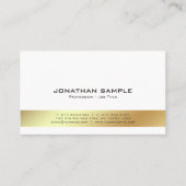 白エレガントモダンと金ゴールドプロフェッショナルプレーン 名刺 (正面)
