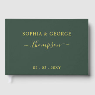 白エレガントモダンと金ゴールド結婚の ゲストブック