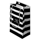 白エレガントモダンと黒のストライプパターン スモールペーパーバッグ (正面アングル)