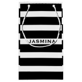 白エレガントモダンと黒のストライプ スモールペーパーバッグ (裏面)