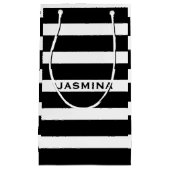 白エレガントモダンと黒のストライプ スモールペーパーバッグ (正面)