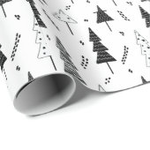 白エレガントモダンのクリスマスツリー ラッピングペーパー (ロールコーナー)