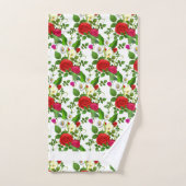 白エレガントモダンの花と台本 バスタオルセット (ハンドタオル)