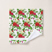 白エレガントモダンの花と台本 バスタオルセット (ウォッシュタオル)