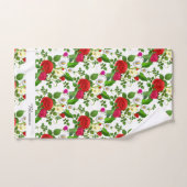 白エレガントモダンの花と台本 バスタオルセット (ハンドタオル)