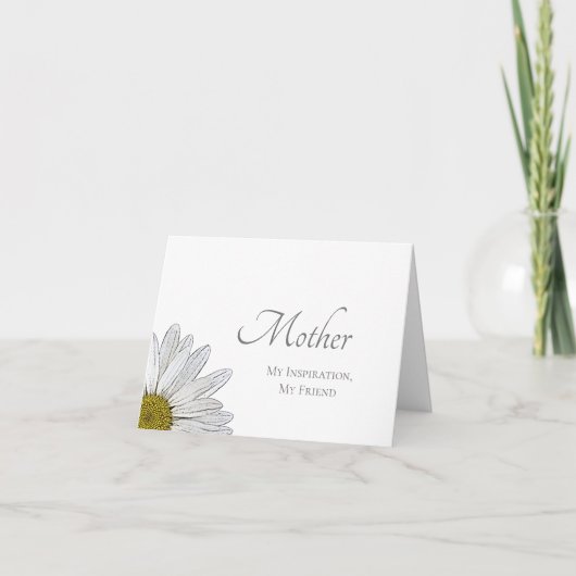 白エレガントモダンデイジーシンプル母の日 カード (正面)