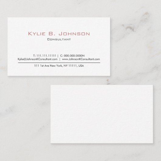 白エレガントモダンミニマルパーソナライズされたリスト 名刺 (正面/裏面)