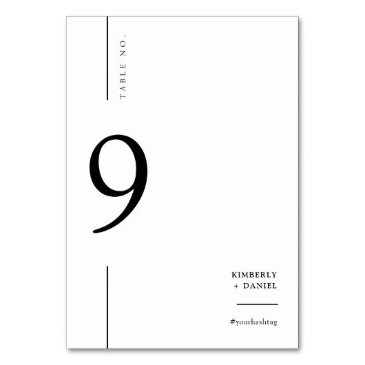 白エレガントモダンミニマ結婚リスト テーブルナンバー (正面)