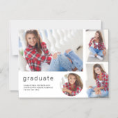 白エレガントモダン卒業式4 Photo Collage マグネット招待状 (正面)