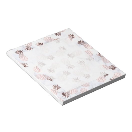 白エレガントモダン大理石バラ金ゴールドパイナップル ノートパッド (アングル)